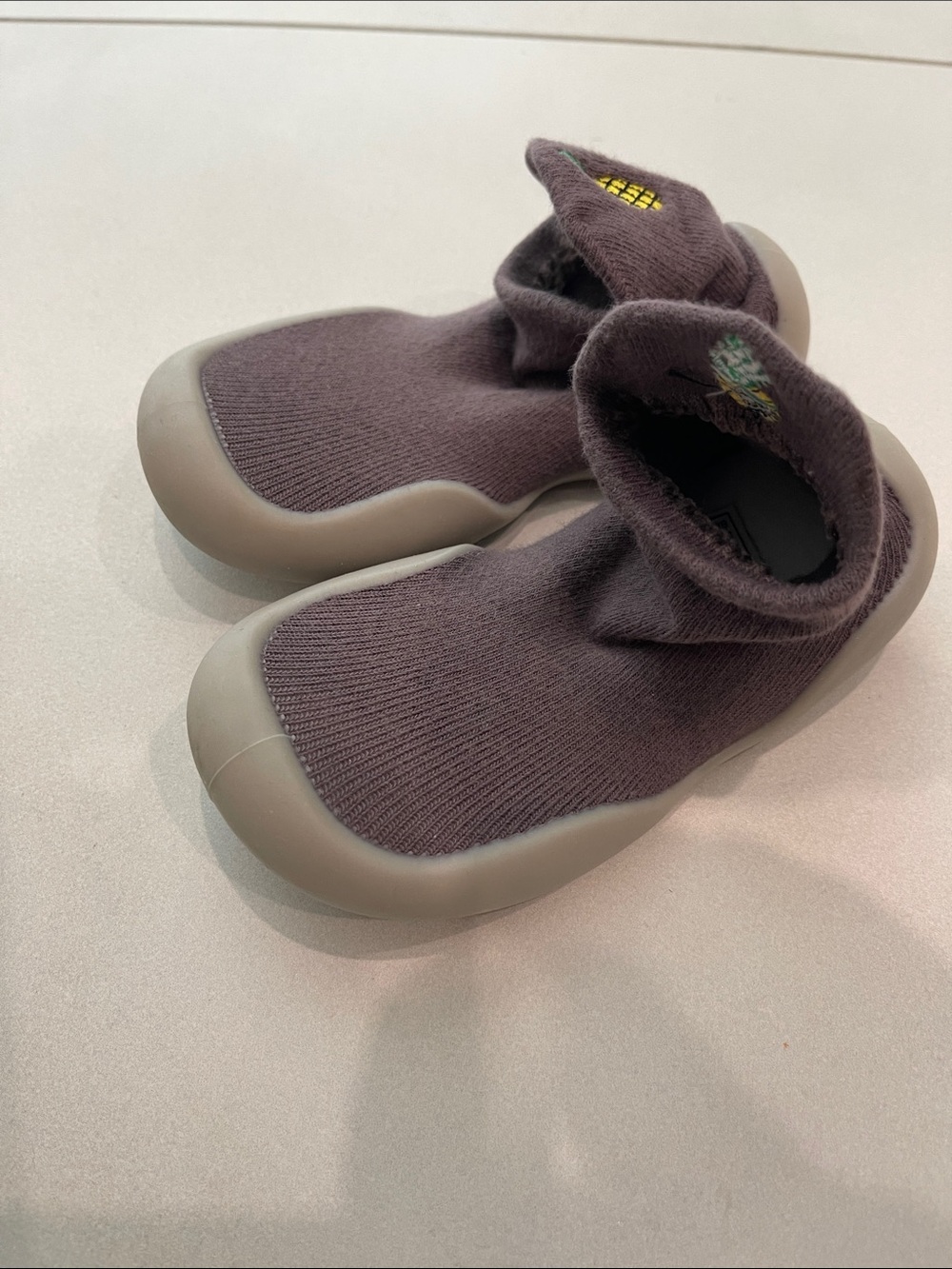Amazon Kids Slip-On Knit Shoes in Dark Brown and Light Gray